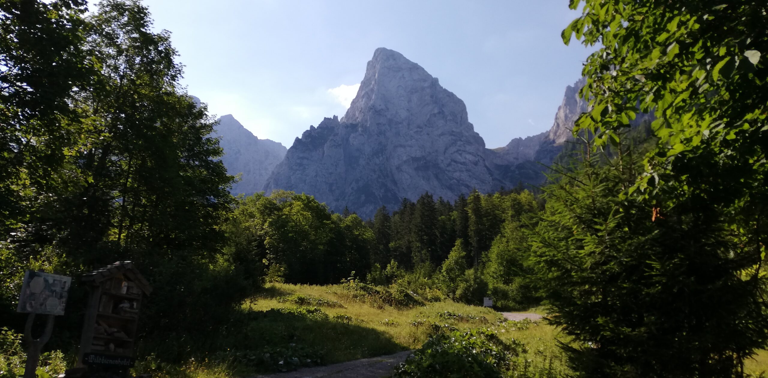 Bergsicht Barfuss auf einem Weg